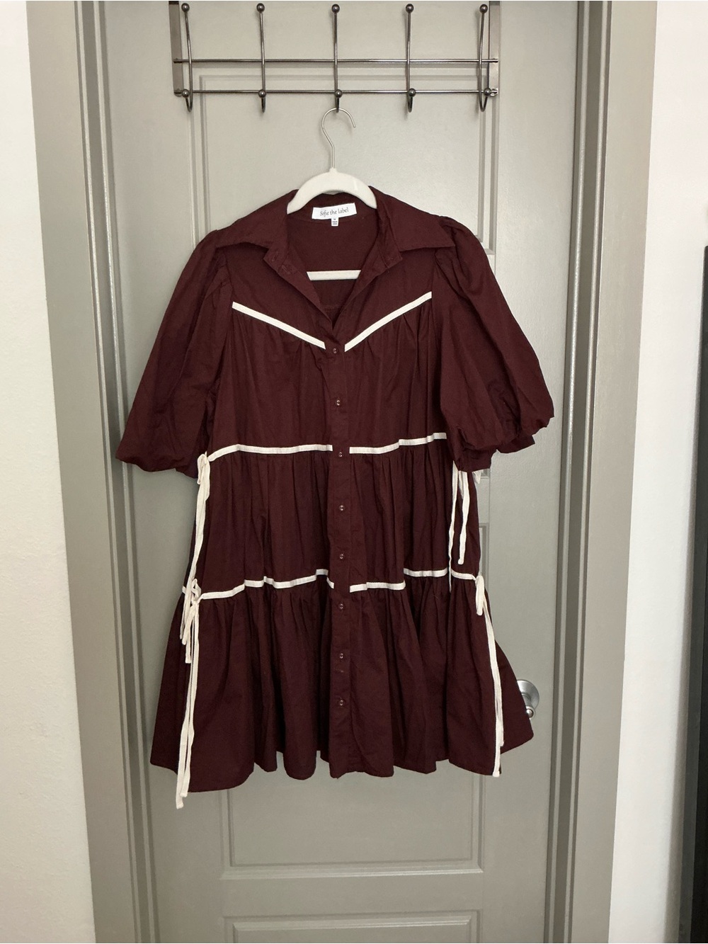 Sofie the Label Maroon Midi Dress Size M – Chic & Feminine ❤️
